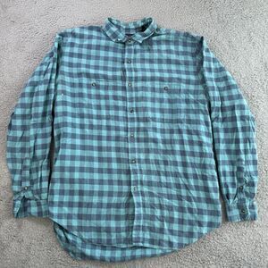 S Patagonia Shirt Mens L Blue Check Long‎ Sleeve Button Up Cotton Casual